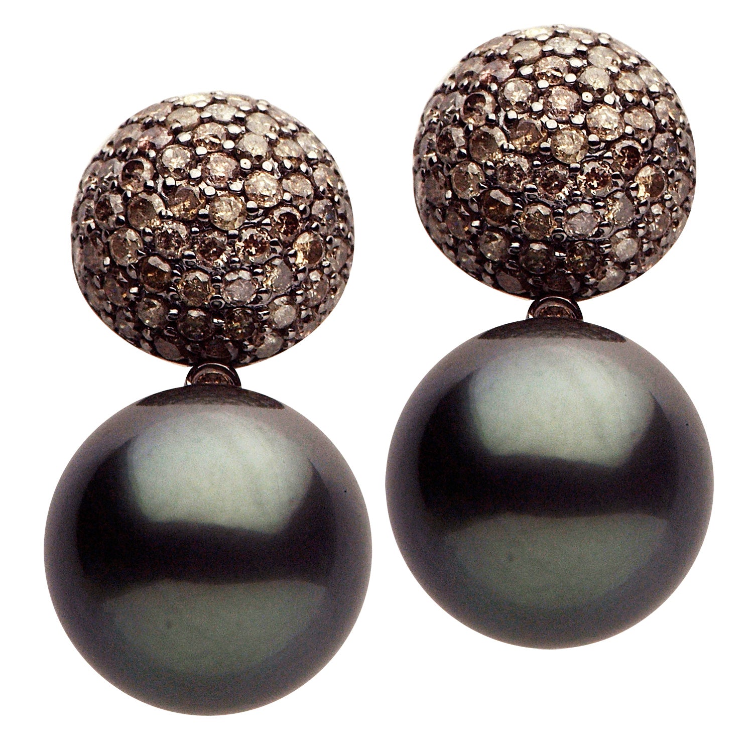 18KB Tahitian Pearl Earrings, 12-13mm