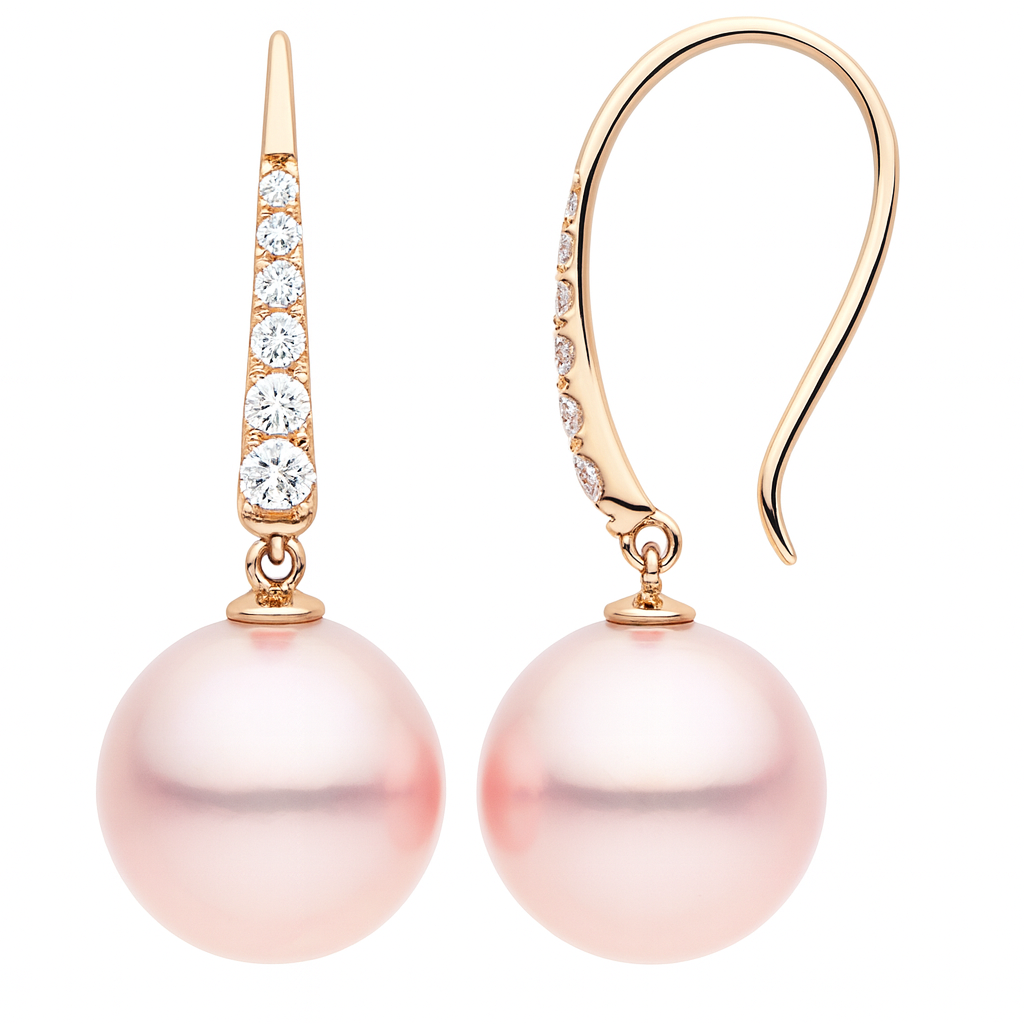 14KR Freshwater Pearl Earrings, 11-12mm