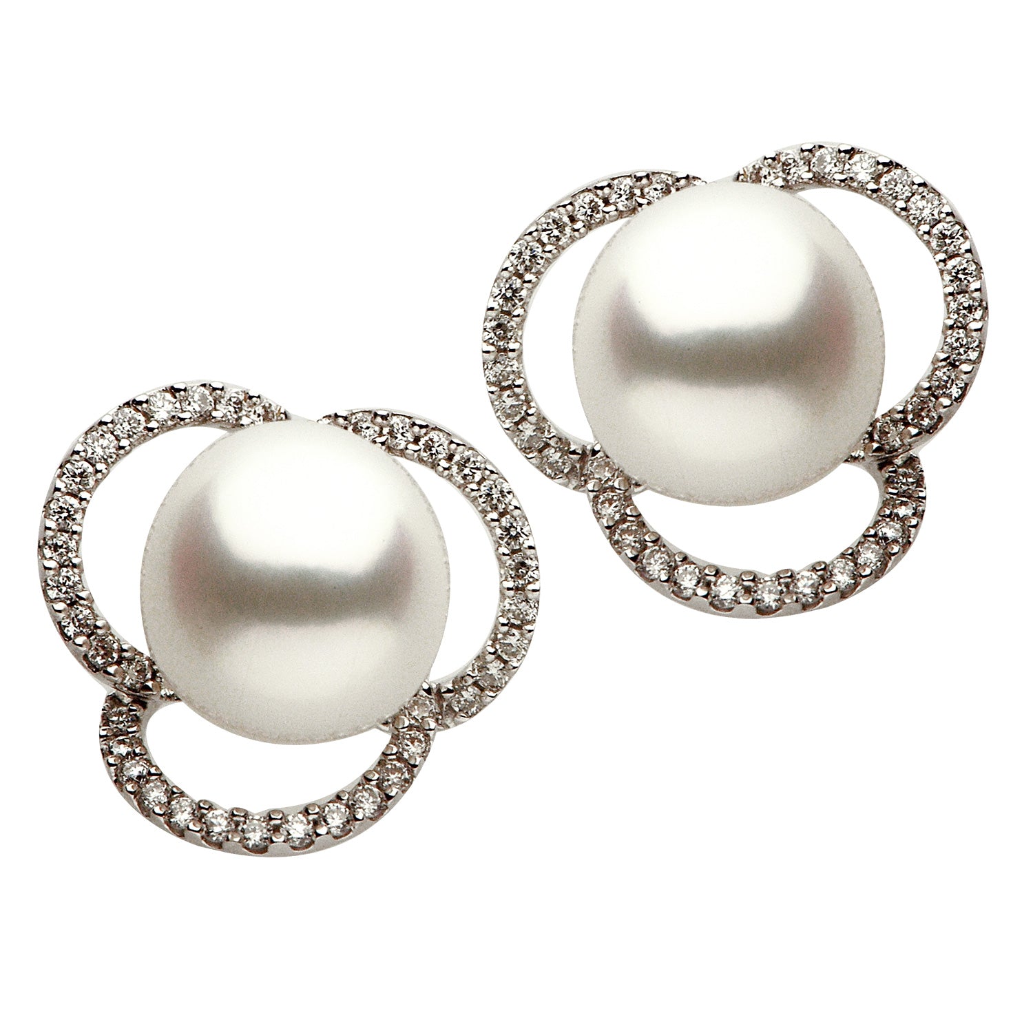 14KW White South Sea Pearl Earrings, 9-10mm