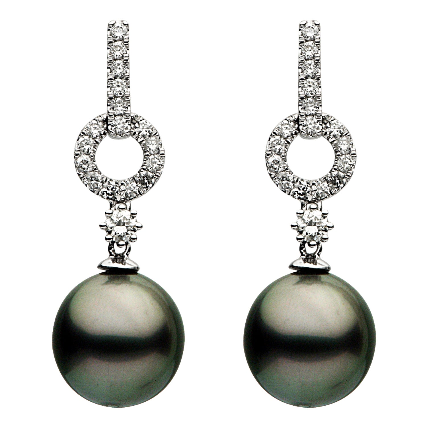 18KW Tahitian Pearl Earrings, 11-12mm
