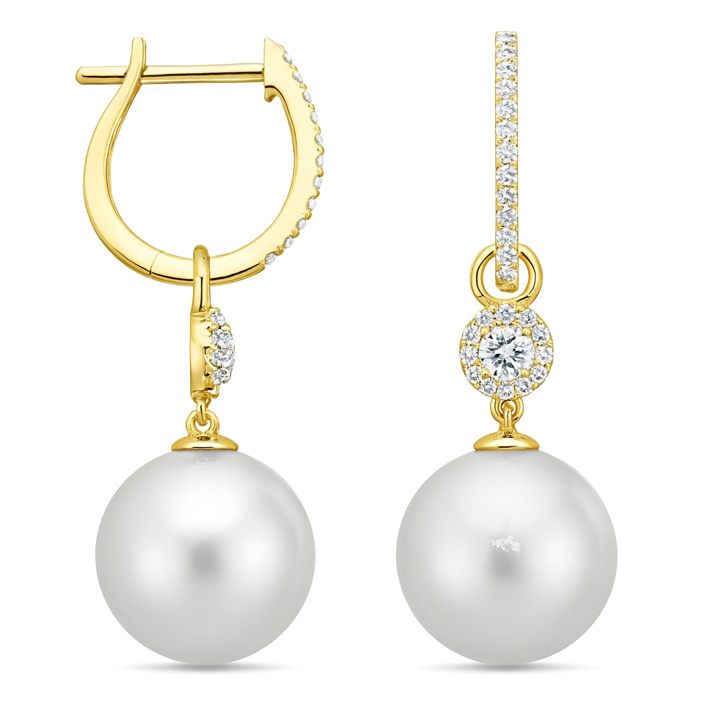 E012345Y-F - 14KY/1.7G W.FW Earring  52RD-0.34CT 11-12mm
