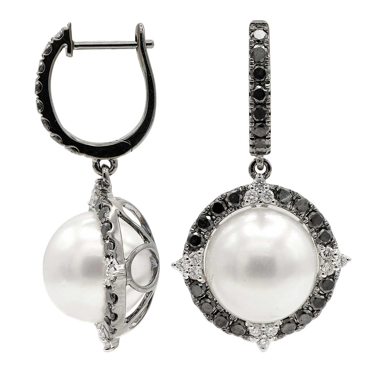 18KB White South Sea Pearl Earrings, 11-12mm