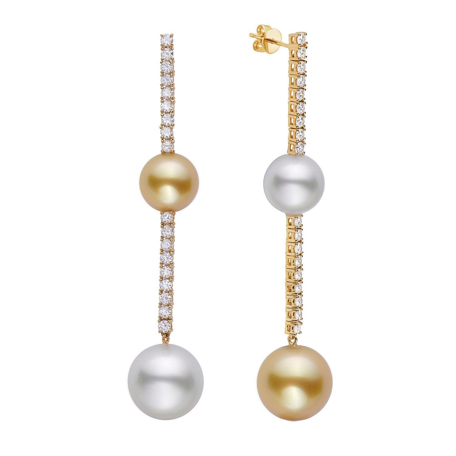 E012478Y-SG - 18KY-5.2G Earring SS/Golden 36D-1.68ct 11-14mm