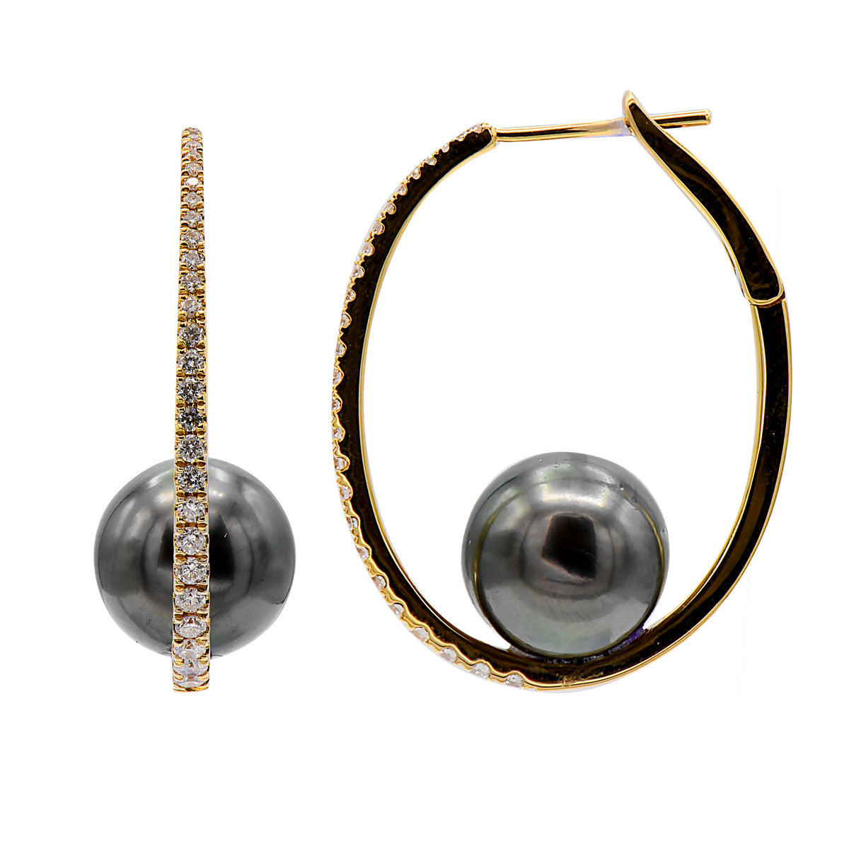 18KY Tahitian Pearl Earrings, 10-11mm