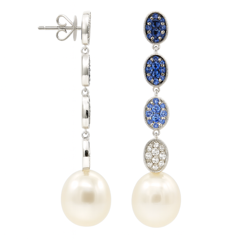 E012553-F - 18KW-5.20G Earring 60S-1.38ct 20D-0.34ct W.FW 11-12mm