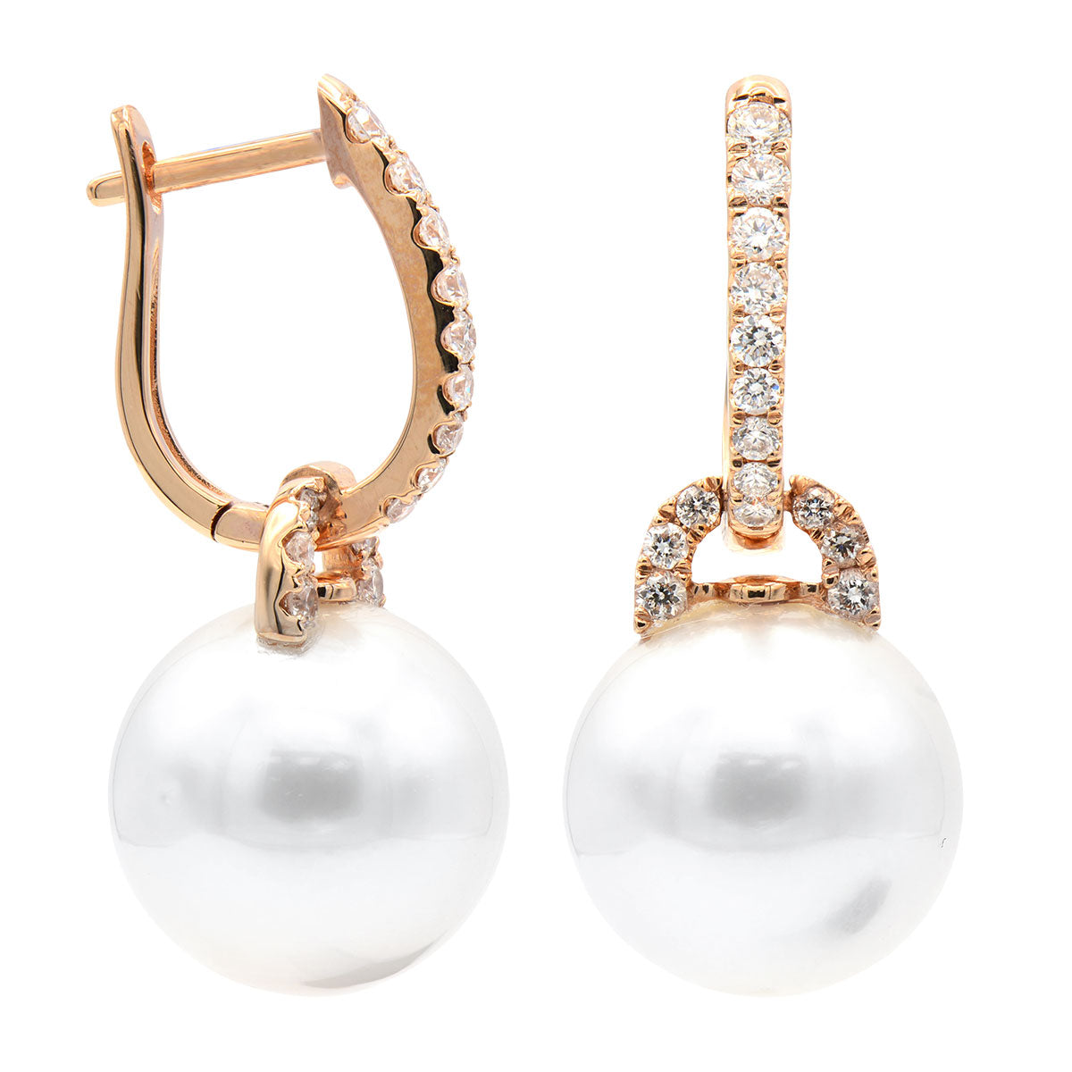 E012566R - Earrings 18KR/2.3G 30RD-0.41CT S.Sea 12-13mm