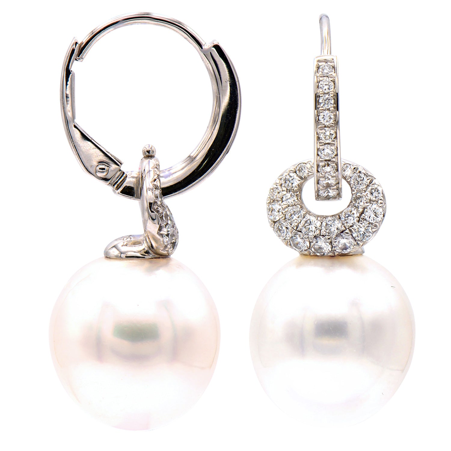 E012568 - 18KW/3.9G S.Sea Earring 56RD-0.57CT 12-13mm