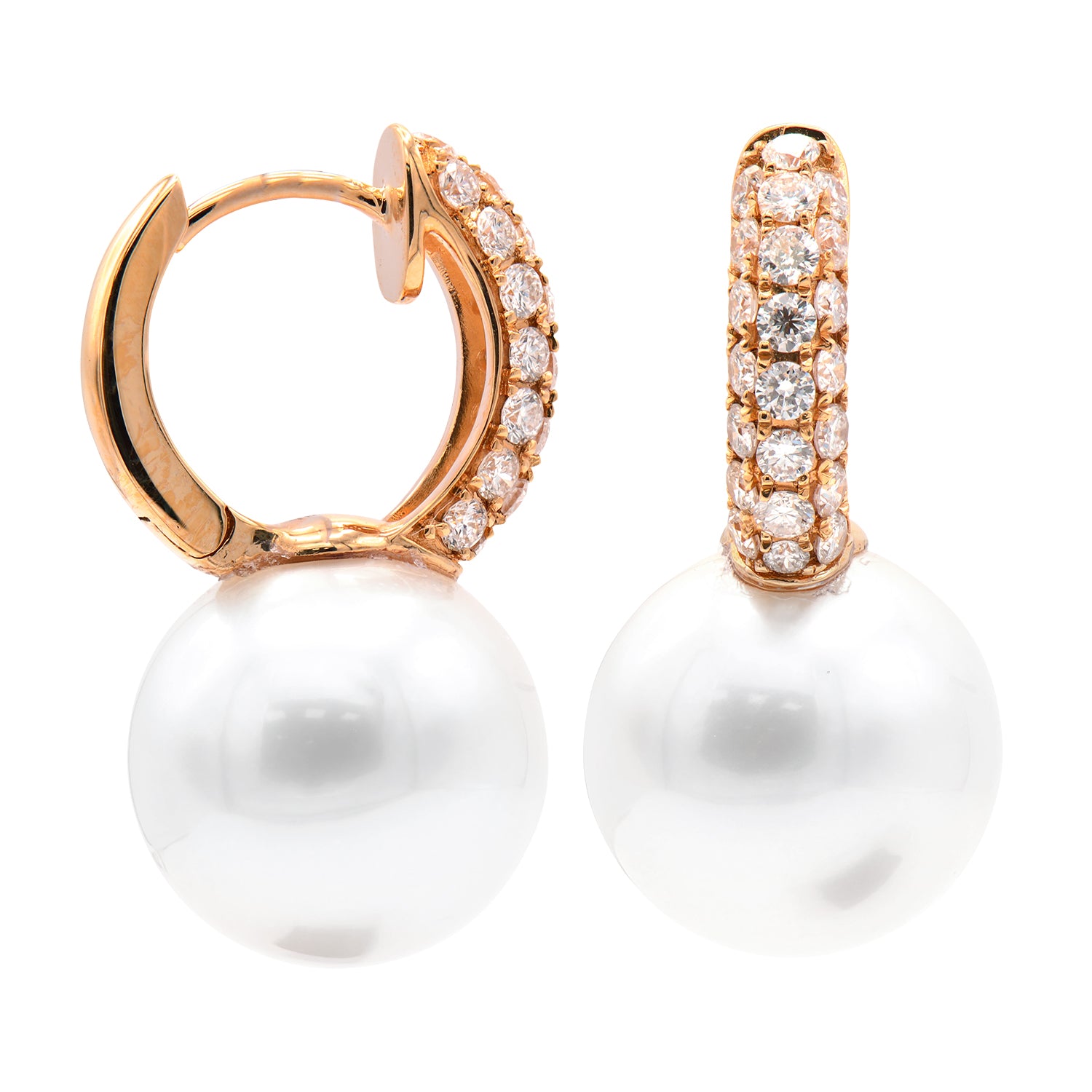 E012569R - Earrings 18KR/2.6G 44RD-0.70CT S.Sea 12-13mm