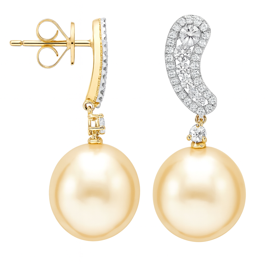 18K Yellow Gold Golden Earring, 12-13mm, 0.6ct