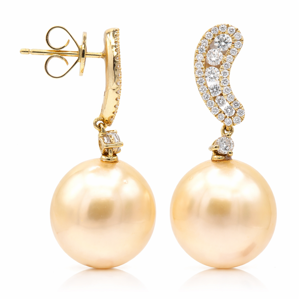18K Yellow Gold Golden Earring, 12-13mm, 0.6ct