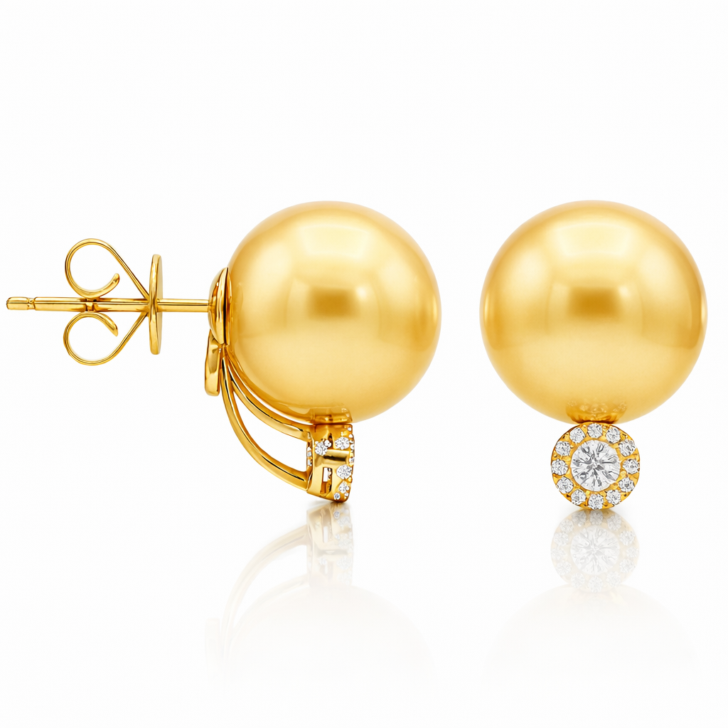 18K Yellow Gold Golden Earring, 12-13mm, 0.18ct