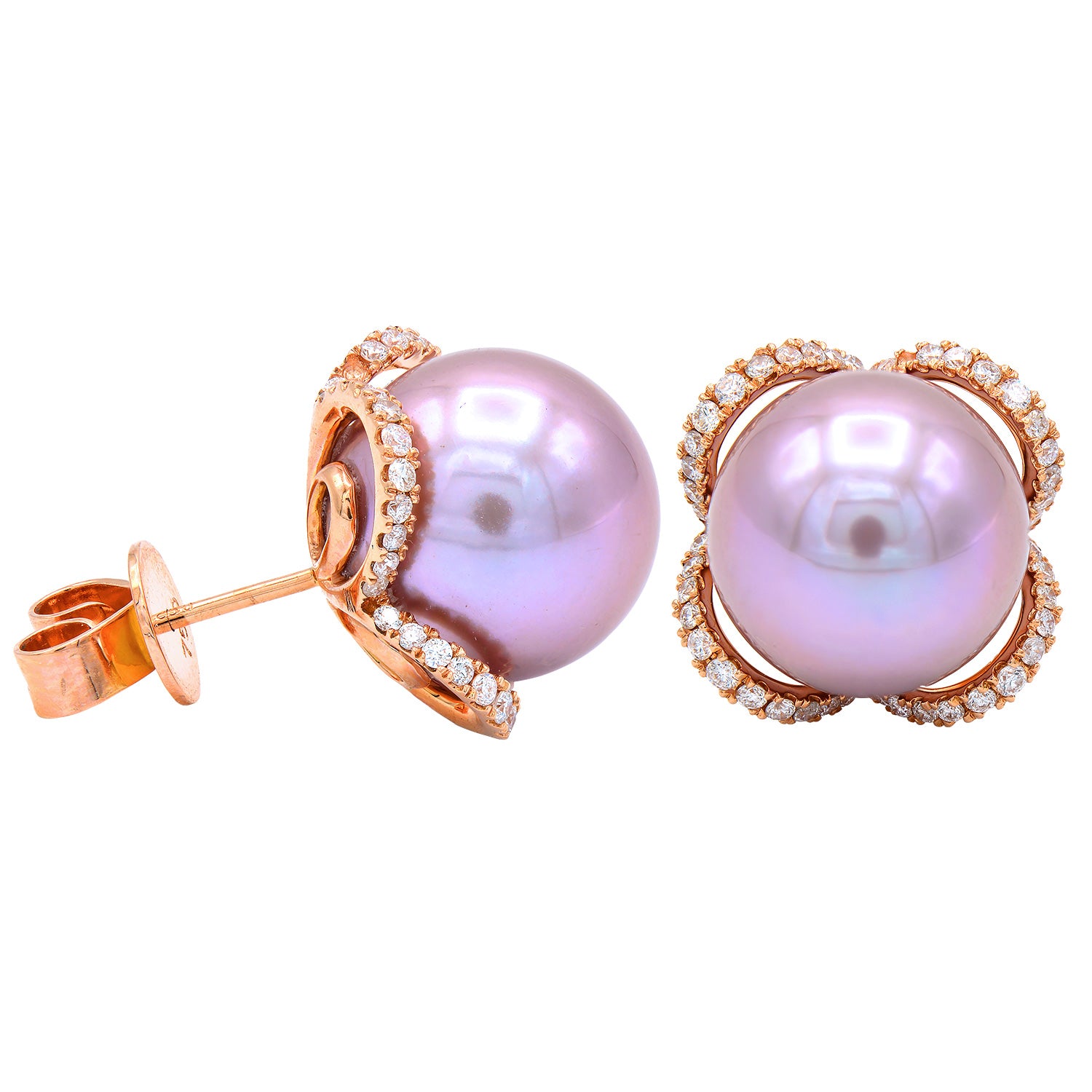 E012582R-F - 18KR/3.4G PFW Earring 88RD-0.43CT 11-12mm