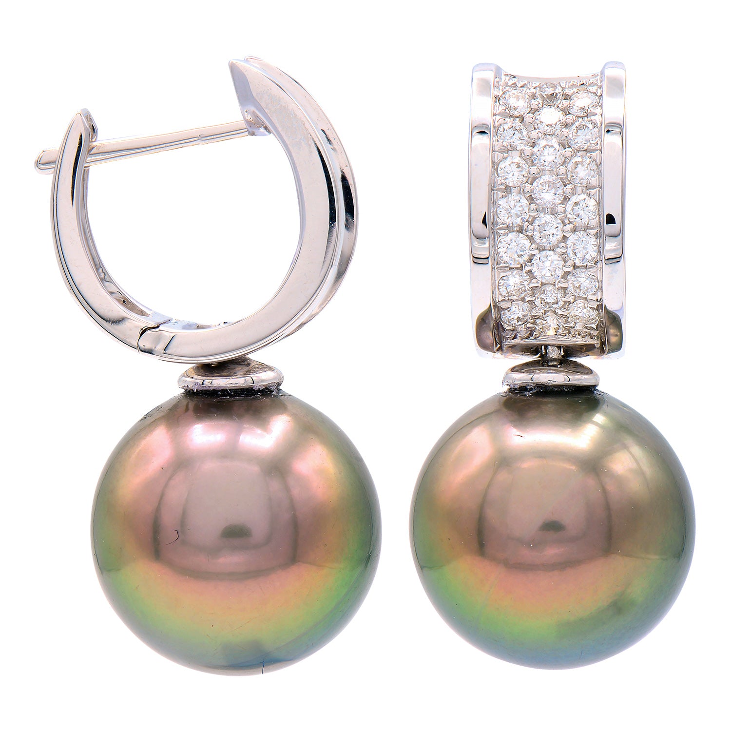 E012585-T - Earrings 18KW/3.6G 44RD-0.41CT Tahtian 11-12mm