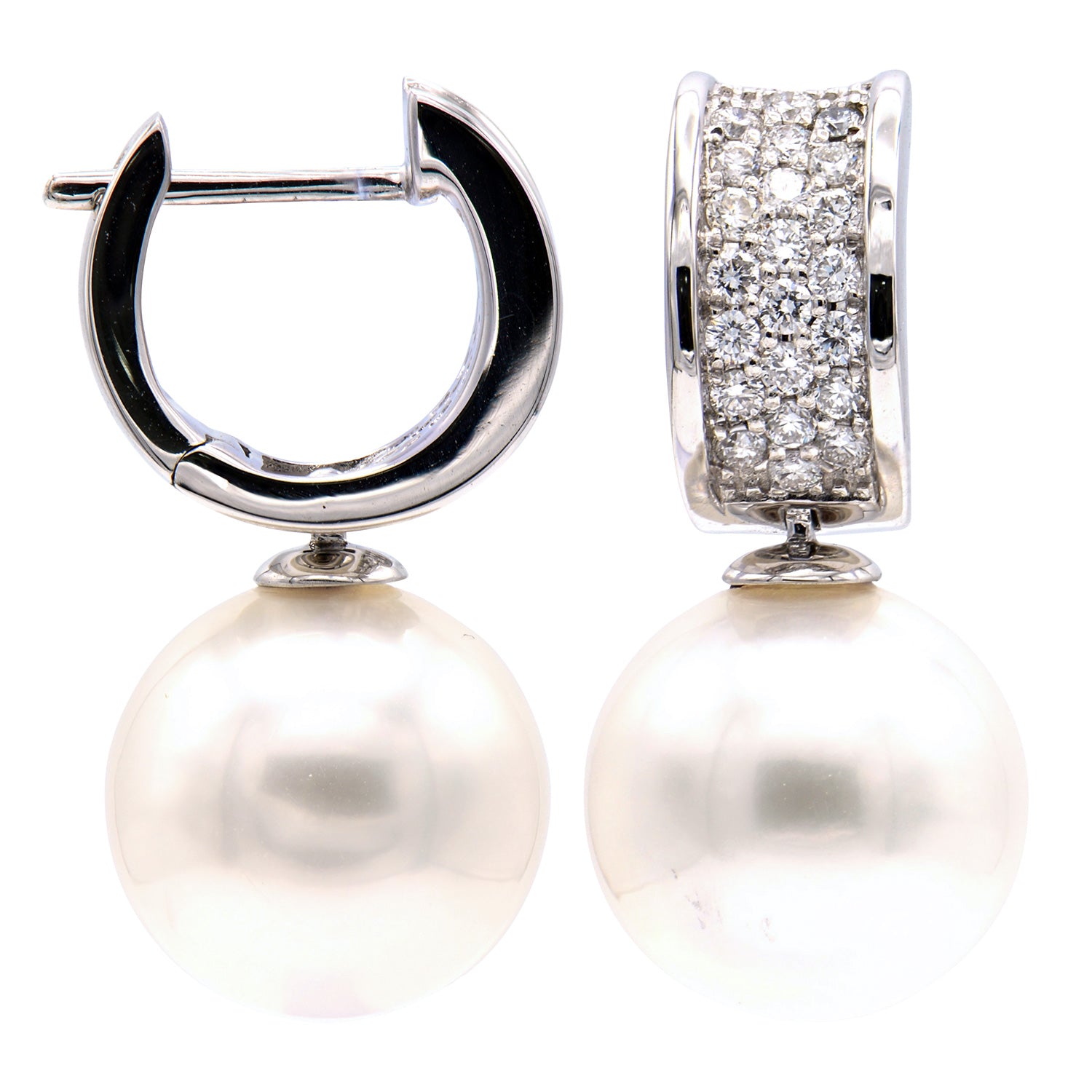 E012585 - Earrings 18KW/3.6G 44RD-0.41CT S.Sea 11-12mm
