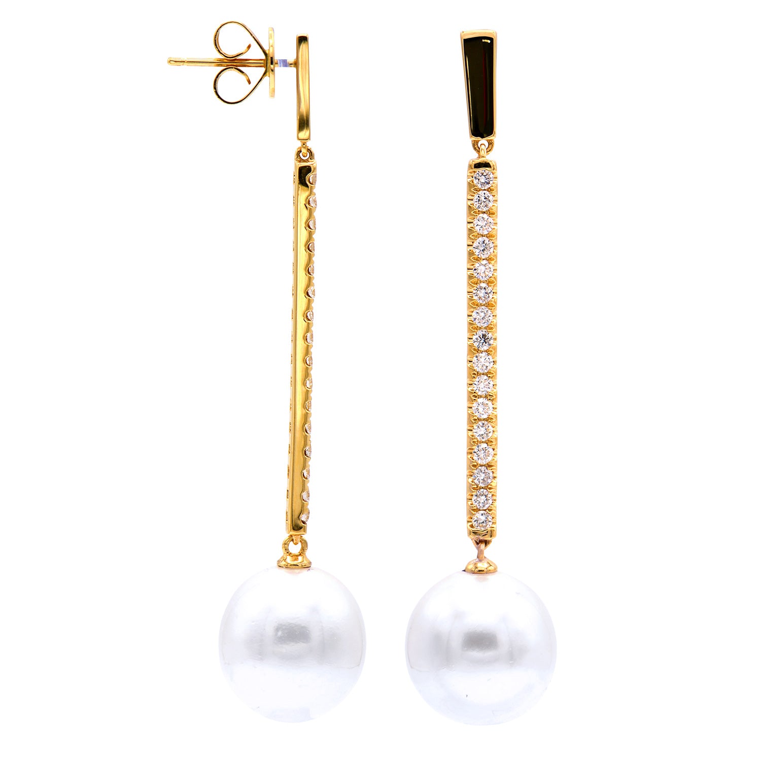 E012586Y - 18KY/4.8G S.Sea Earrings 32RD-0.63CT 12-13mm