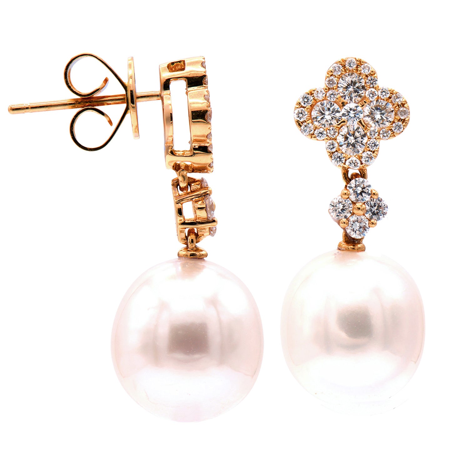 E012594R-WF - 18KR/3.1G W.FW Earring 8RD-0.37CT 58RD-0.40CT 11-12mm