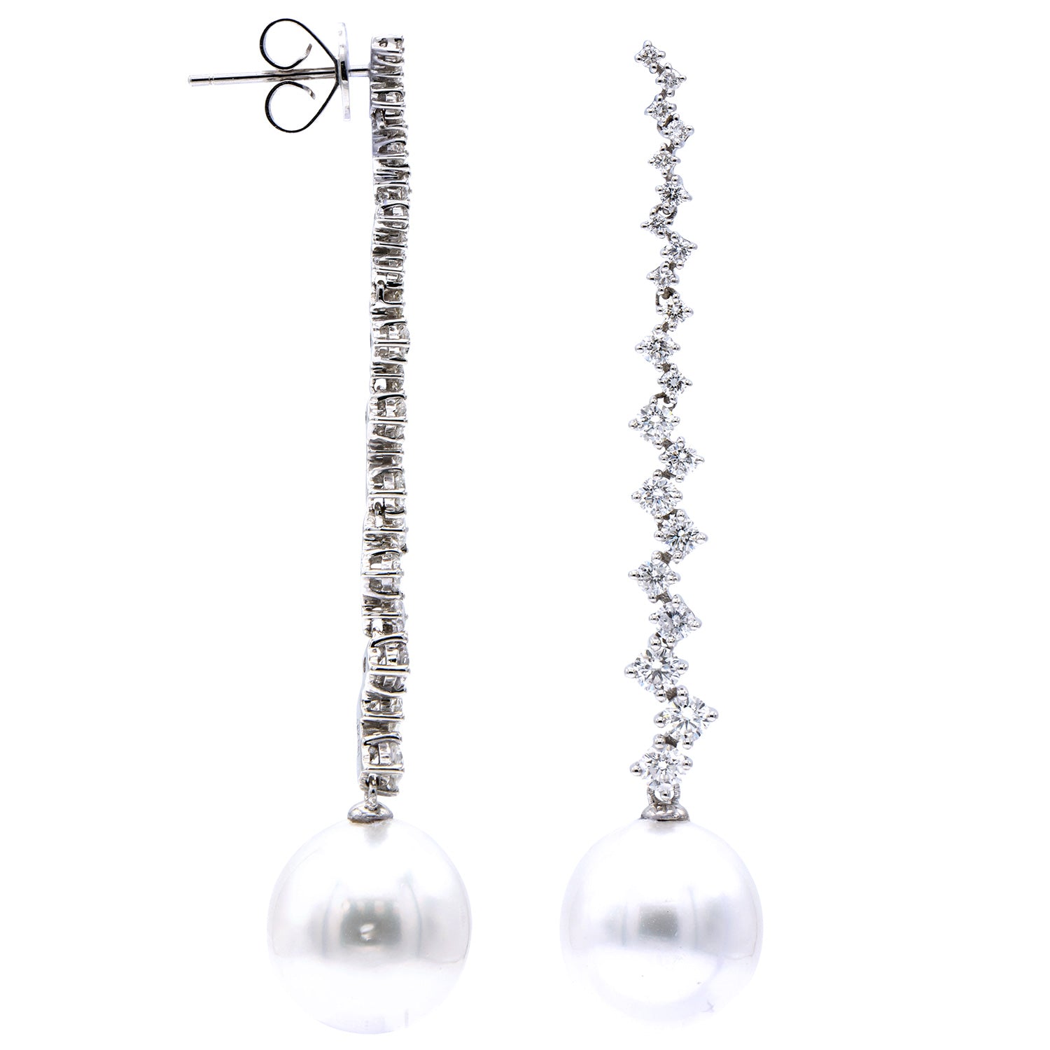 E012597 - 18KW/3.9G S.Sea Earring 16RD-1.15CT 26RD-0.38CT 12-13mm