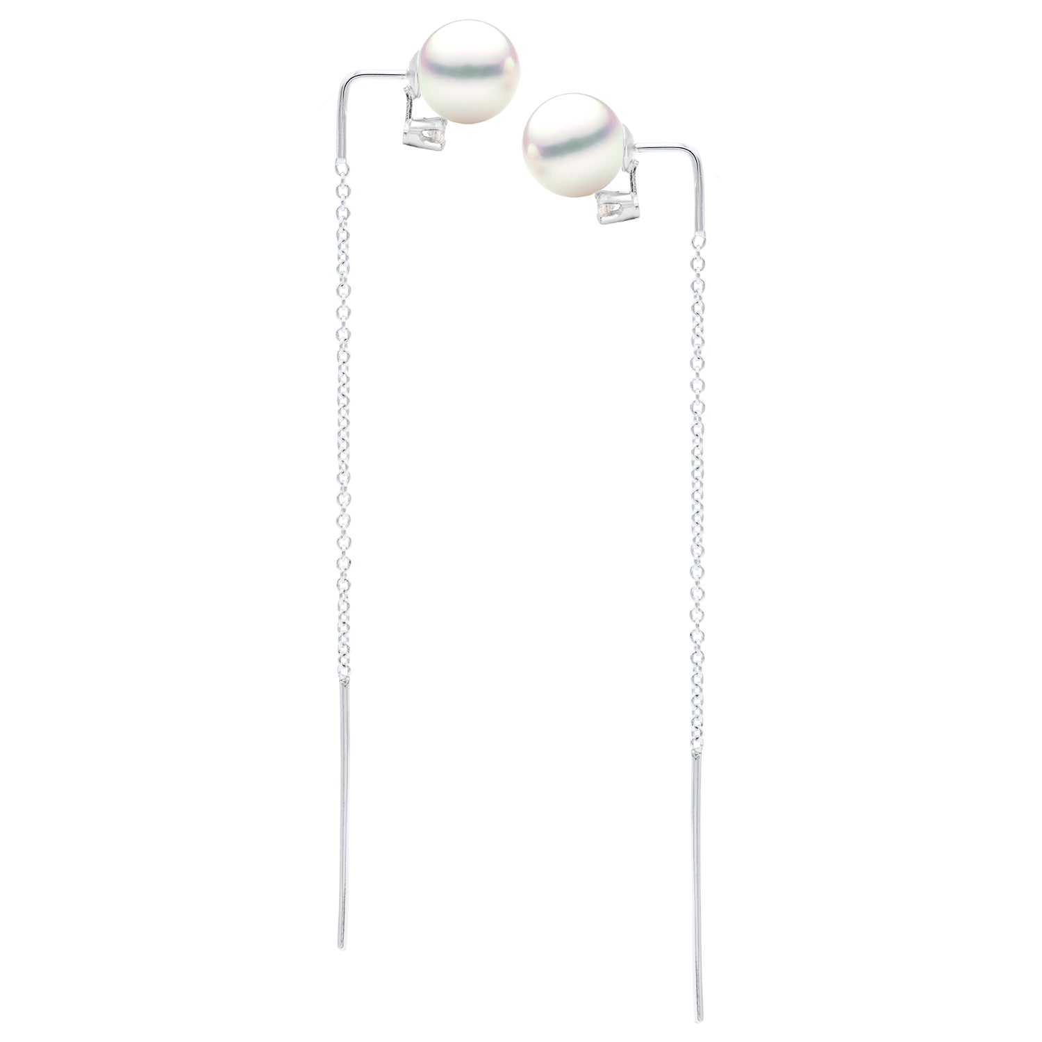 14K White Gold Akoya Pearl Earrings, 8.50-9mm, 0.08ct