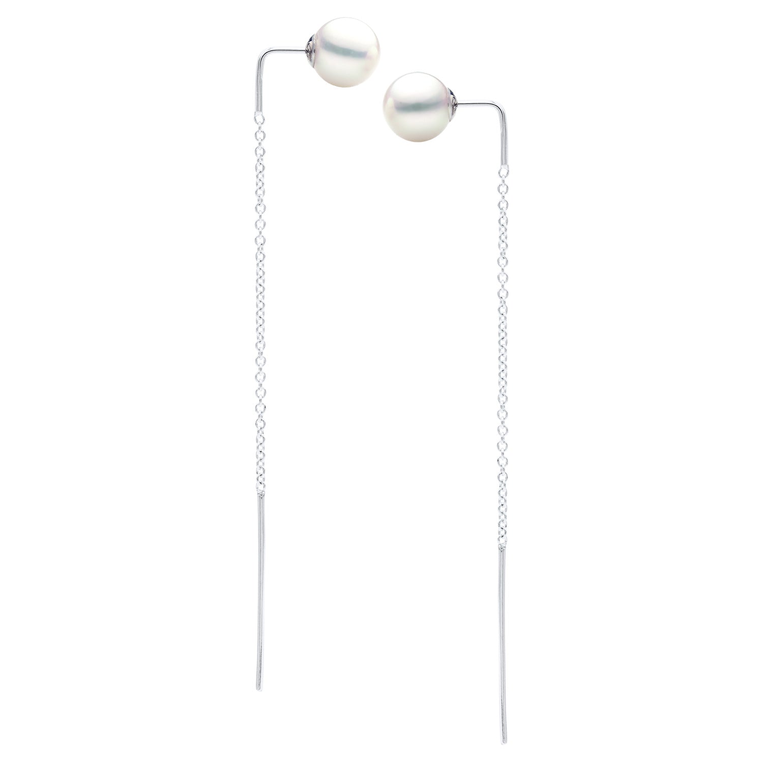 14K White Gold Akoya Pearl Earrings, 8.50-9mm