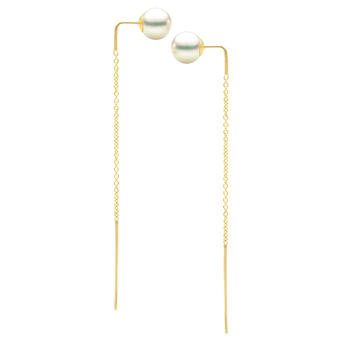 14K Yellow Gold Akoya Pearl Earrings, 8.50-9mm