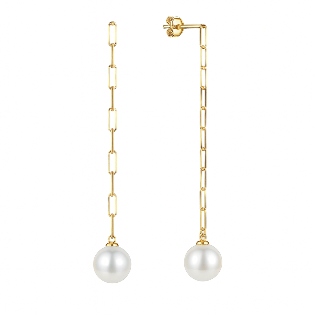 14K Yellow Gold Freshwater Pearl Earrings, 9-10mm