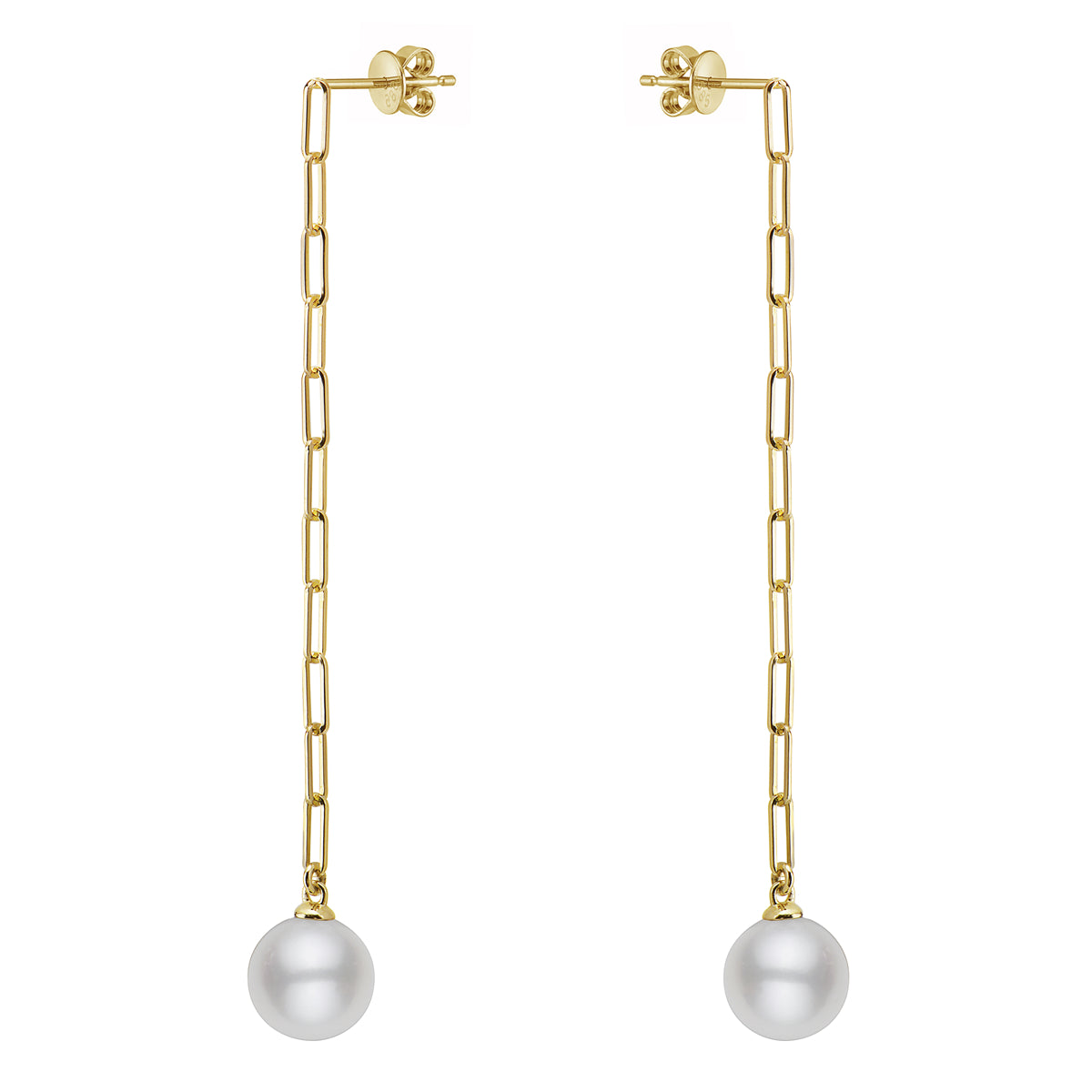 14K Yellow Gold Freshwater Pearl Earrings, 9-10mm
