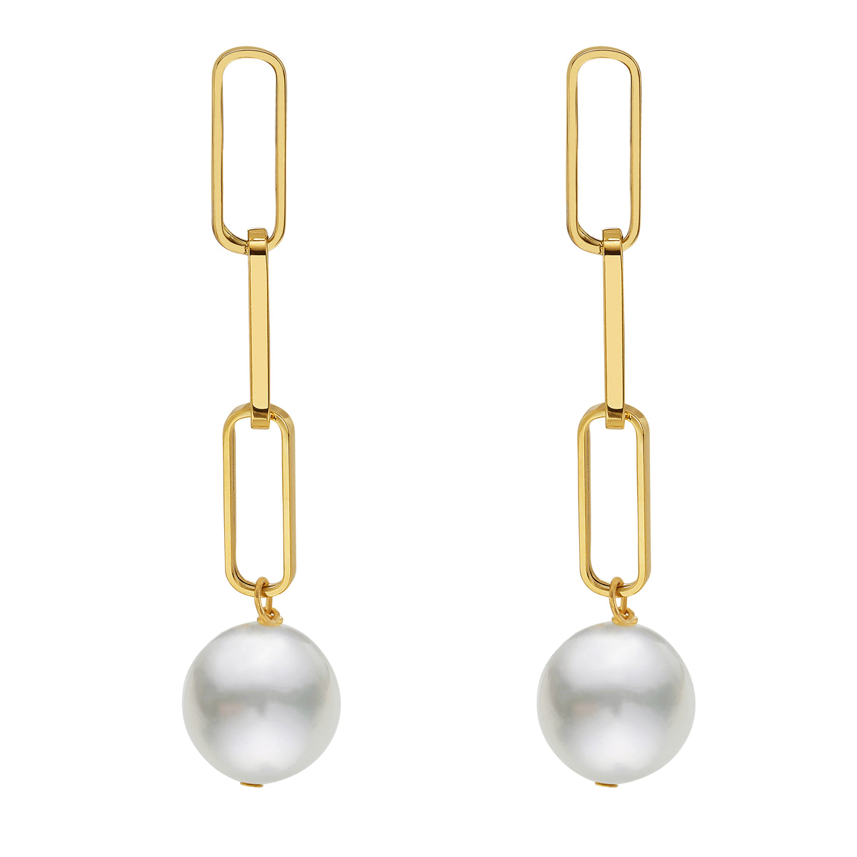 14K Yellow Gold South Sea Pearl Earrings, 12-13mm