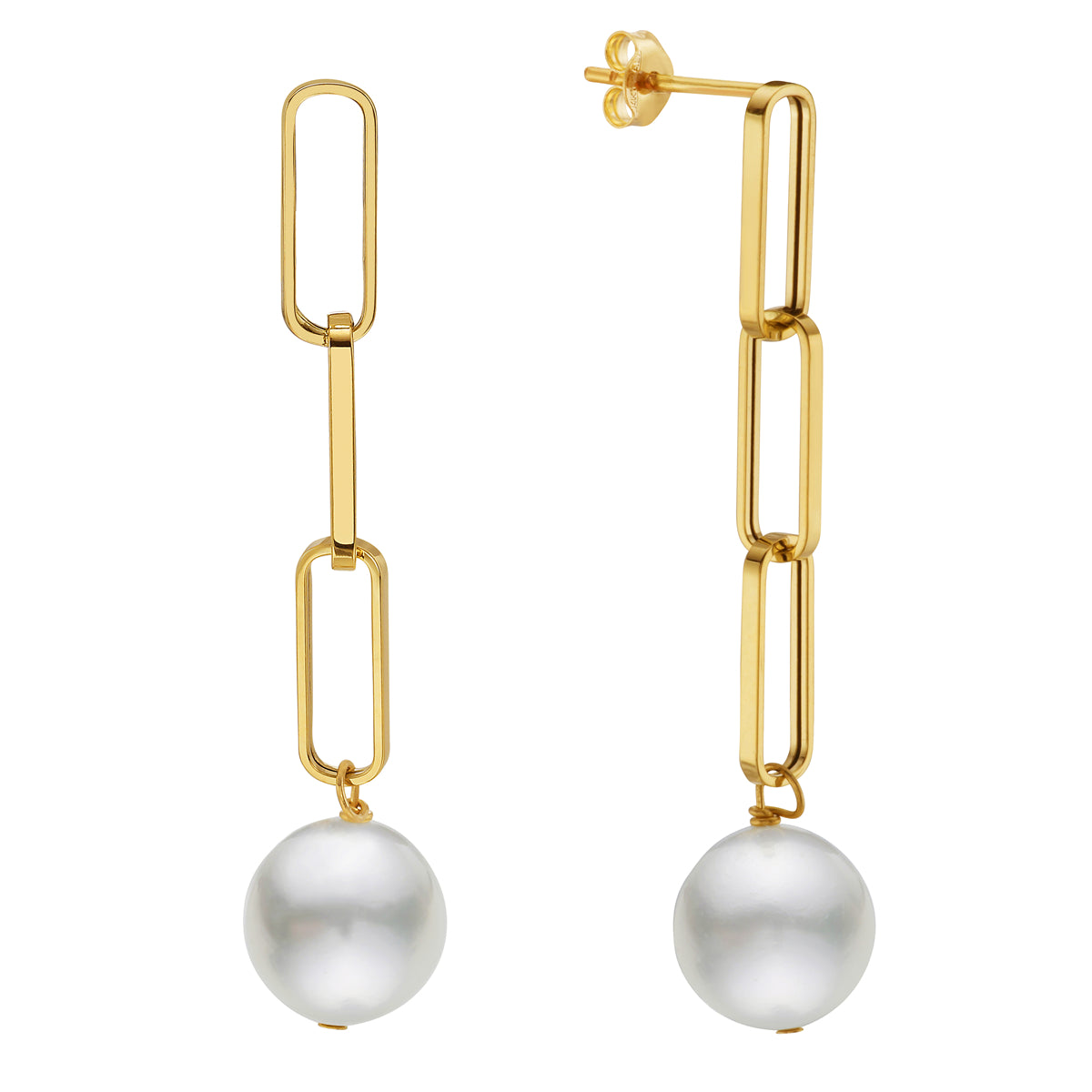 14K Yellow Gold South Sea Pearl Earrings, 12-13mm