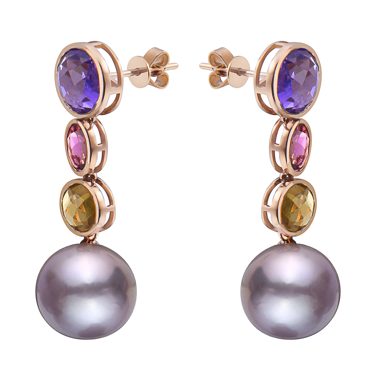 18K Rose Gold Opal Earrings, 11-12mm, 6.2ct