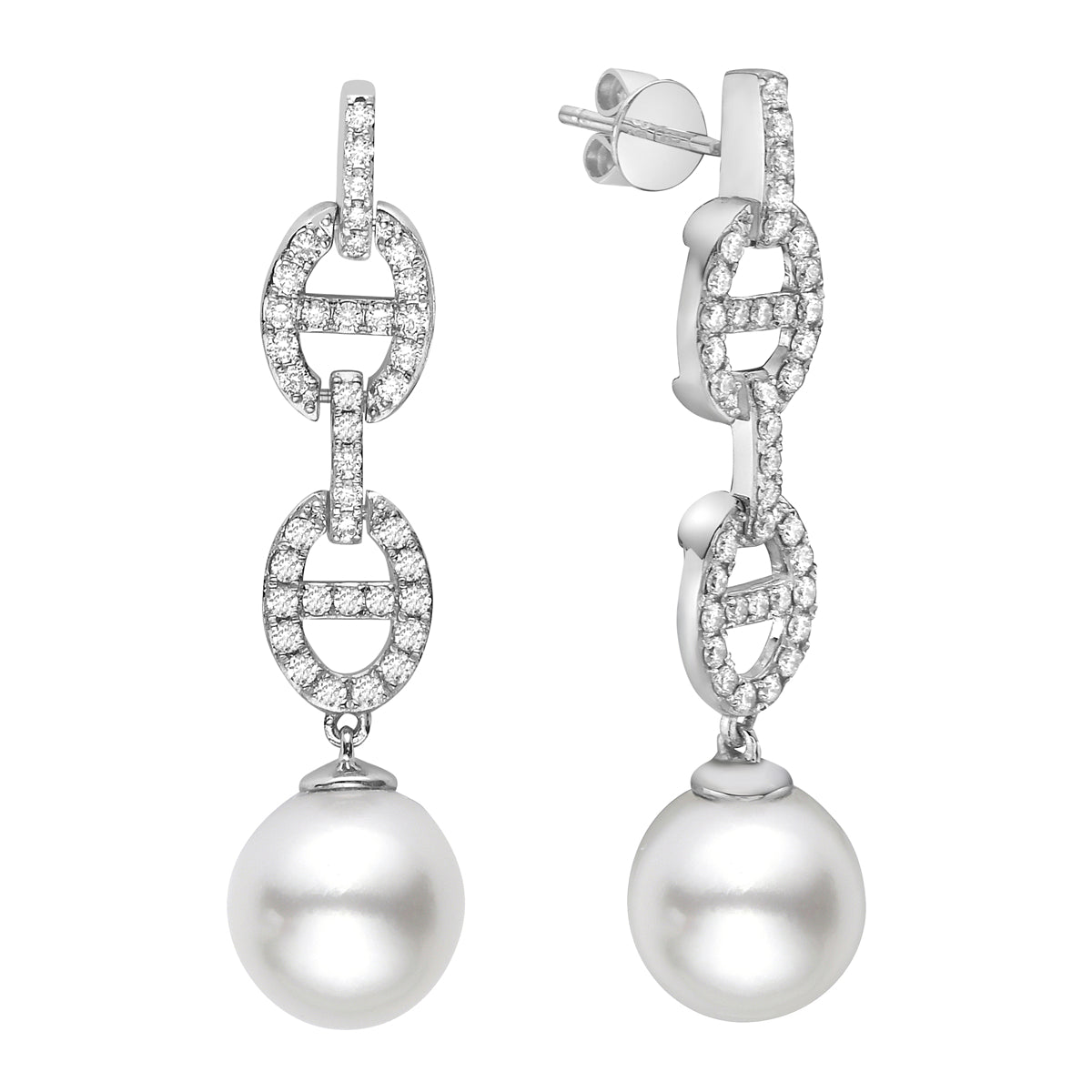E012632 - 14KW/3.8G S.Sea Earring 76RD-0.57CT 9-10mm