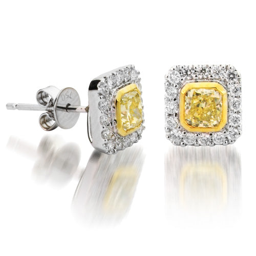 18KWY Yellow Diamond Stud Earrings