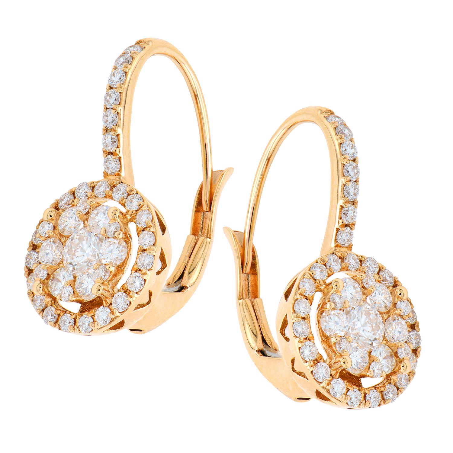 18K Rose Gold Diamond Hanging Earrings, 0.83ct