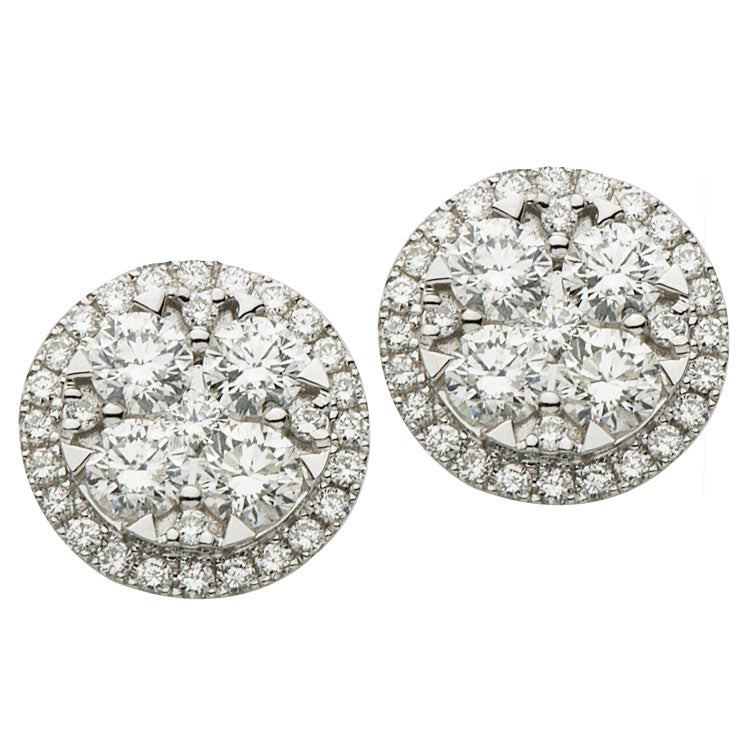 18K White Gold Stud Earrings, 2.03ct