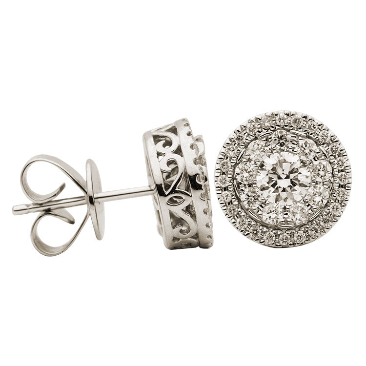 18K White Gold Diamond Stud Earrings, 0.85ct