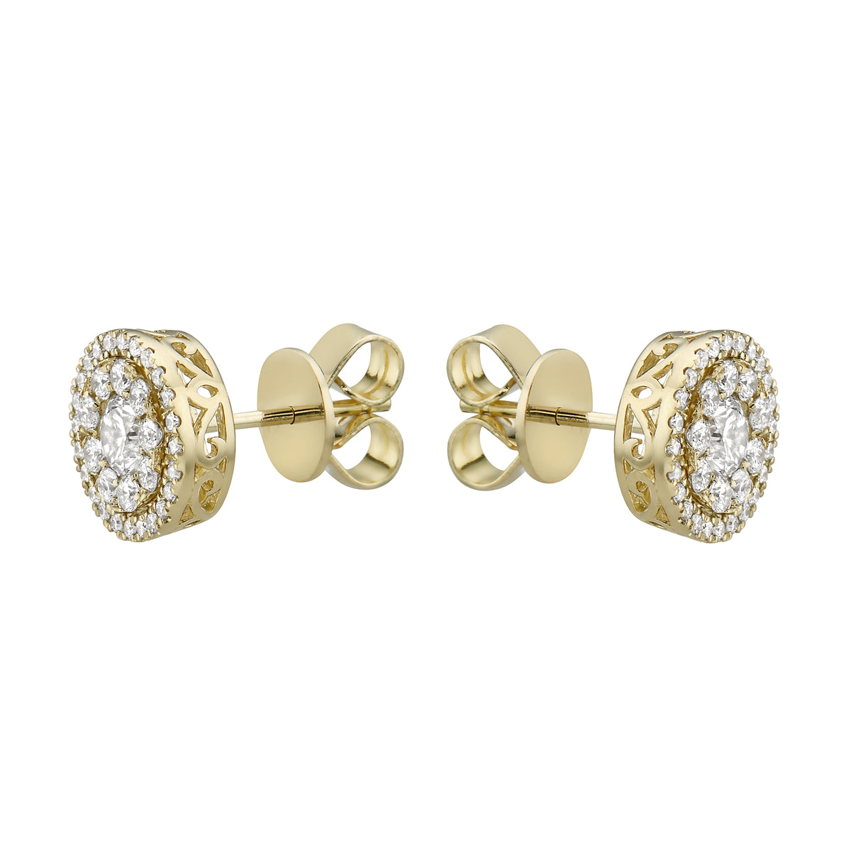 18K Yellow Gold Diamond Studs Earrings, 0.85ct