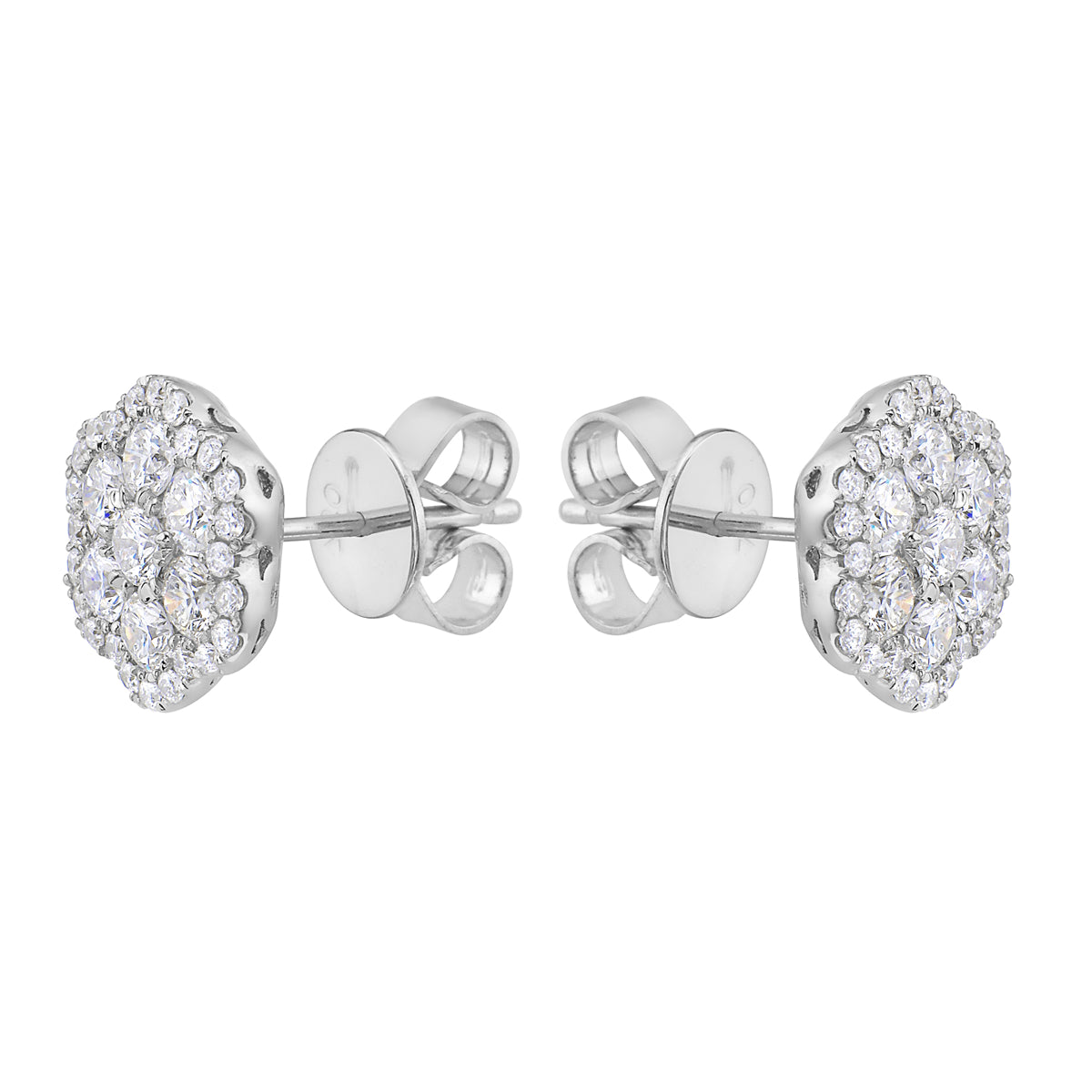 18K White Gold Diamond Stud Earrings, 1.21ct