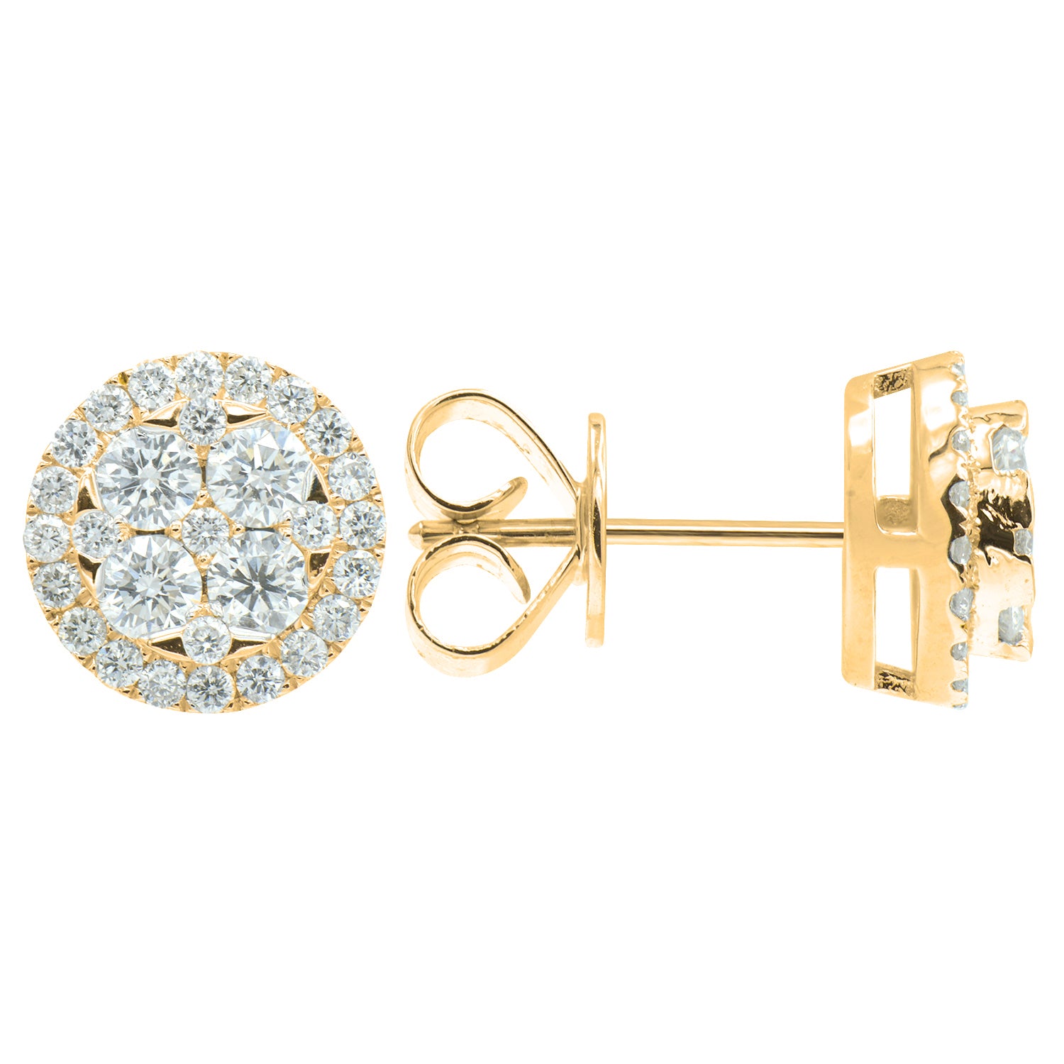 Earrings 18KY/2.8G 8RD-0.64CT 50RD-0.33CT 1.0CT-SIZE