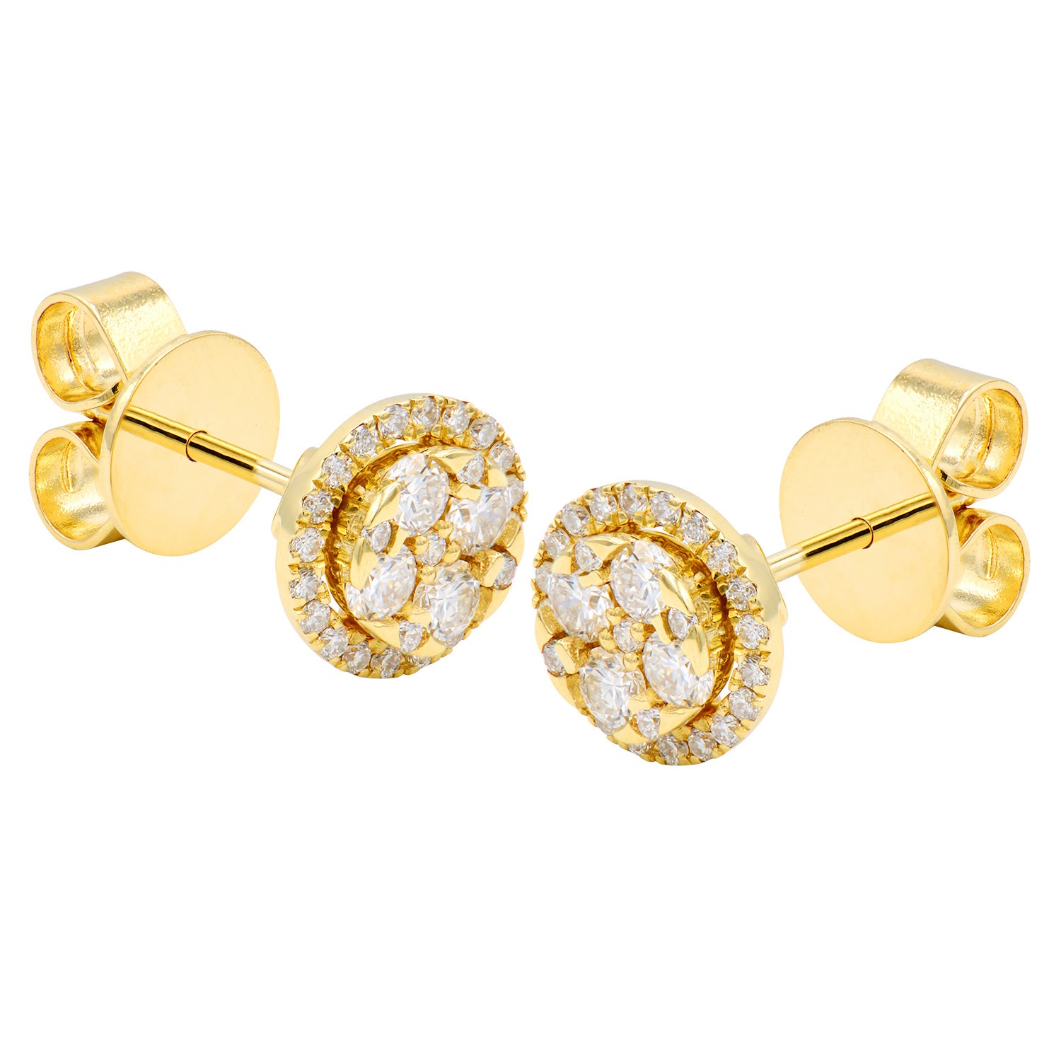 18K Yellow Gold Diamond Studs Earrings, 0.54ct