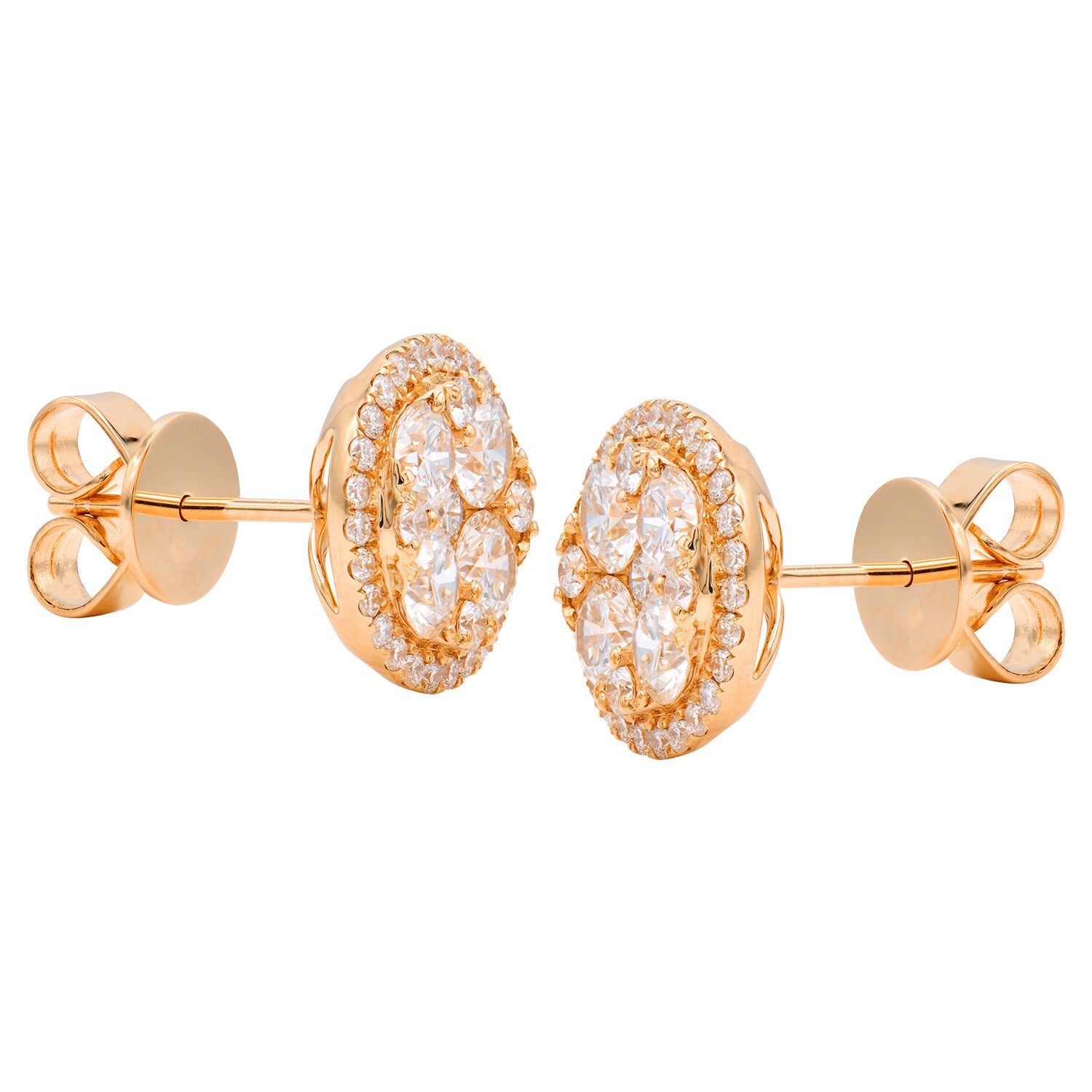 18K White Gold Stud Earrings, 1.91ct