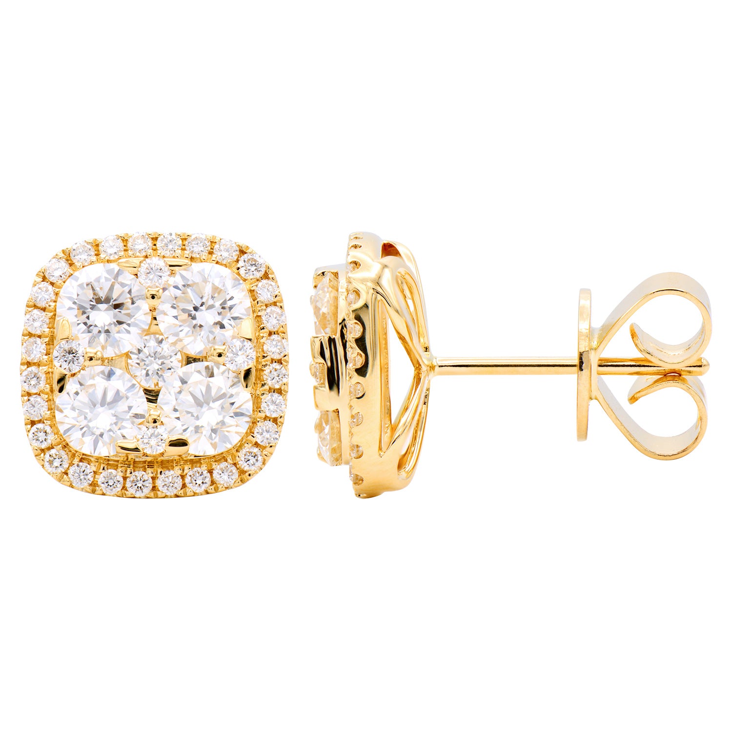 E053693-YG - Earrings 18KY/3.9G 8RD-1.46CT 66RD-0.37CT