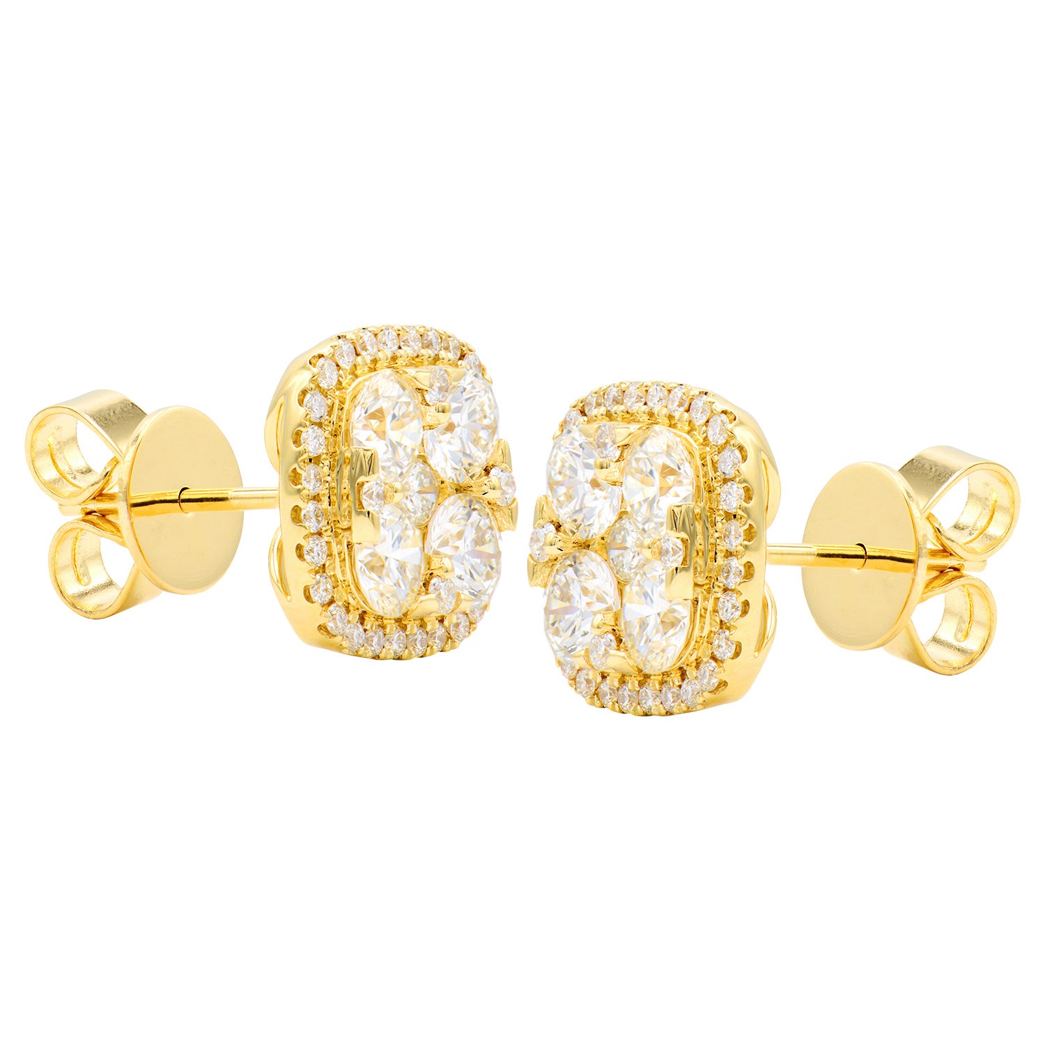 18K White Gold Diamond Studs Earrings, 1.83ct