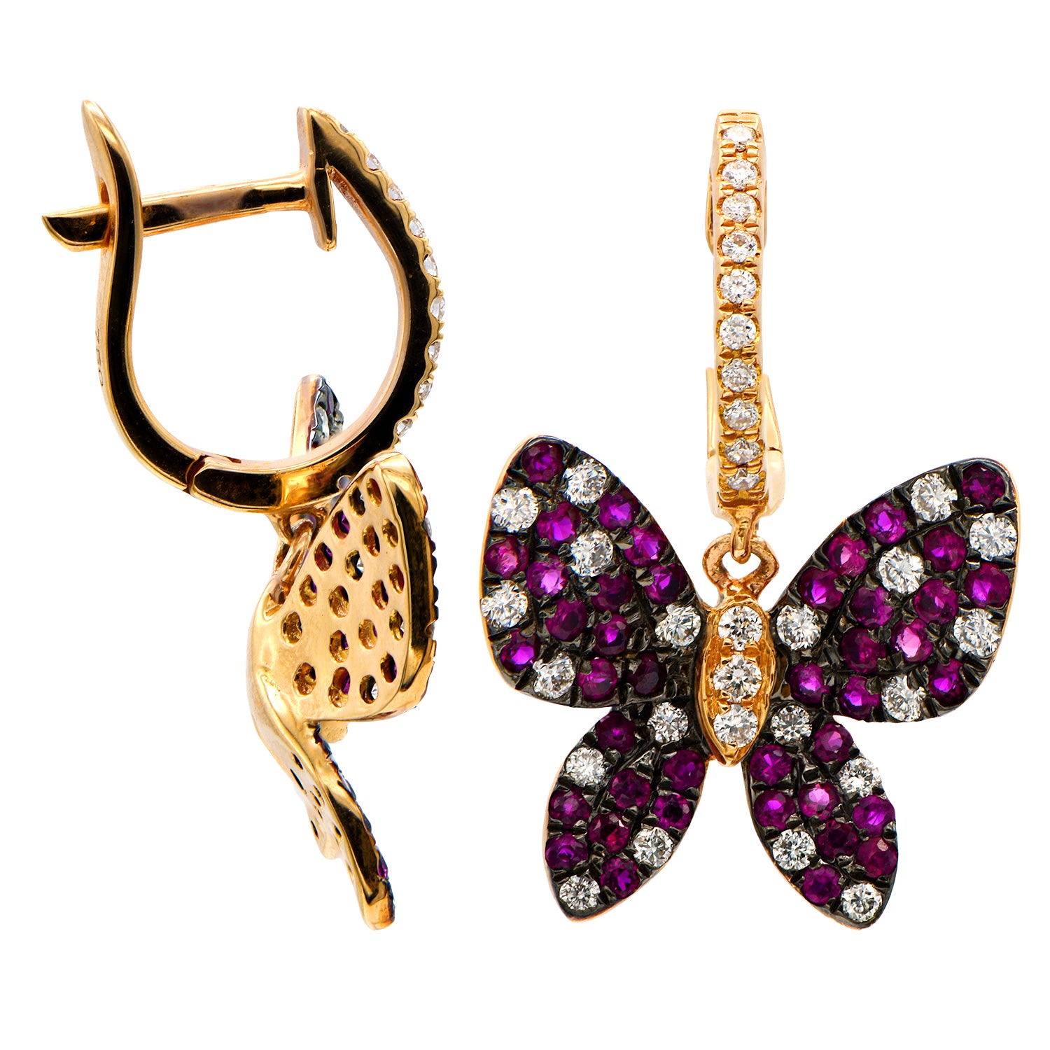 18KR Ruby Butterfly Earrings