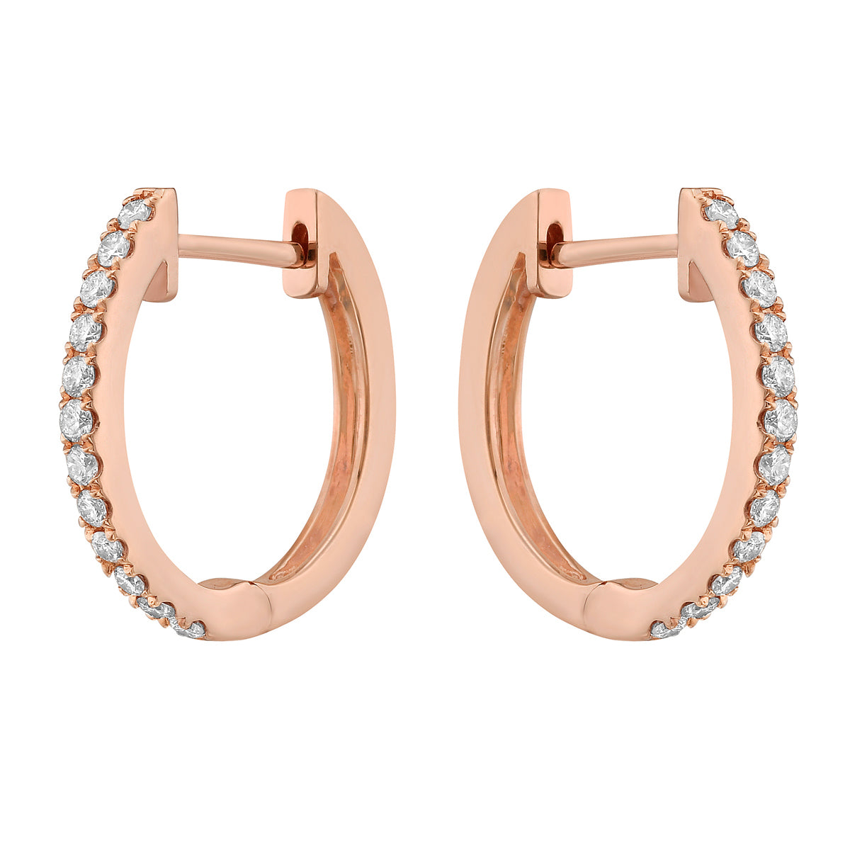 18K Rose Gold Diamond Huggies Earrings, 0.27ct