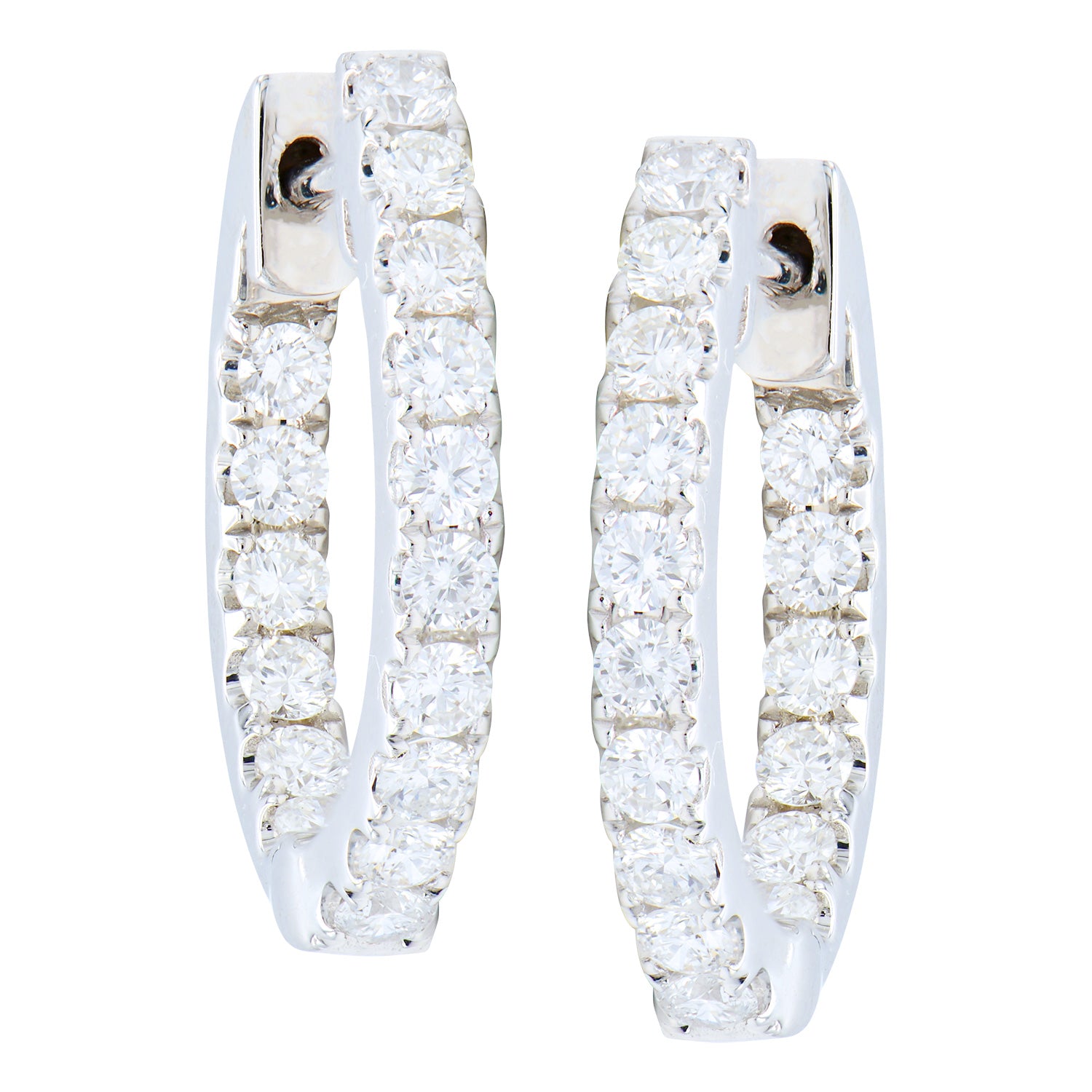 18K White Gold Diamond Huggie Earrings, 0.78ct
