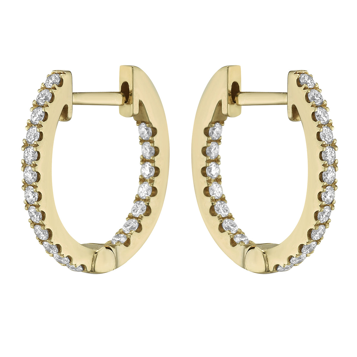18K Yellow Gold Diamond Huggies Earrings, 0.46ct