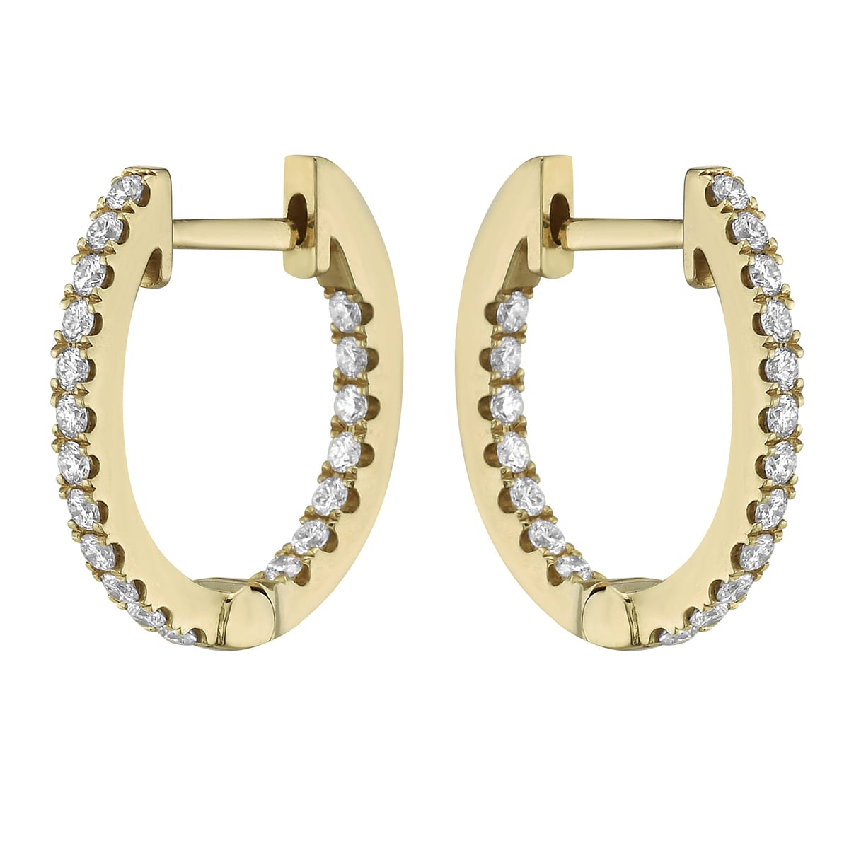 14K Yellow Gold Inside Outiside Huggie Earring - Small, 0.42ct