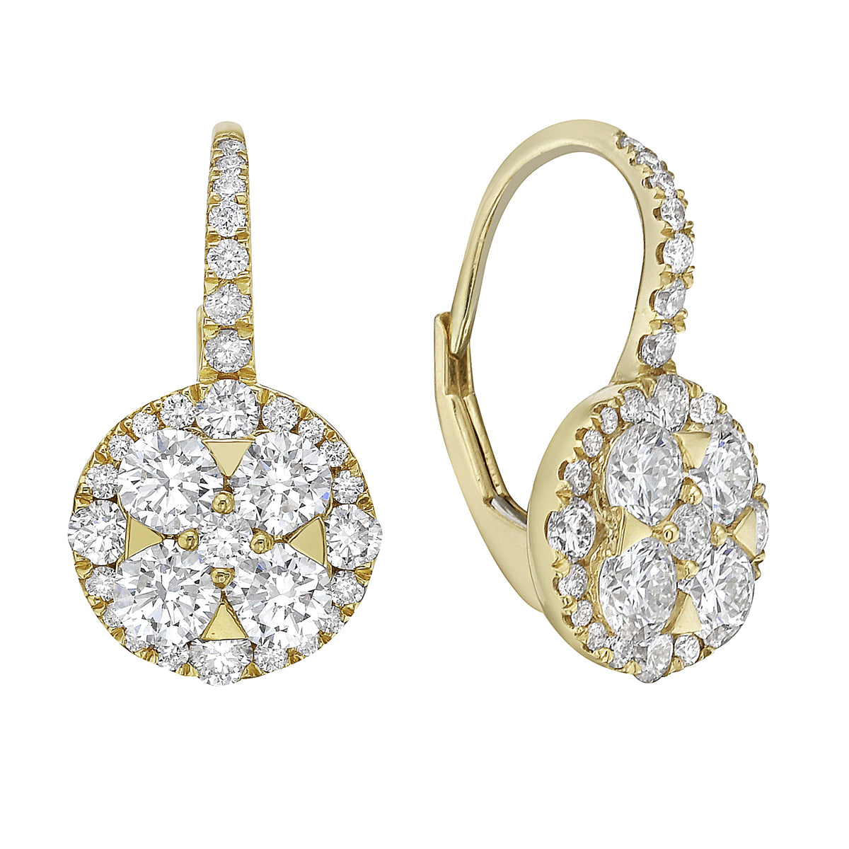 E054044-Y - Earrings 18KY/2.8G 8RD-0.92CT 56RD-0.45CT