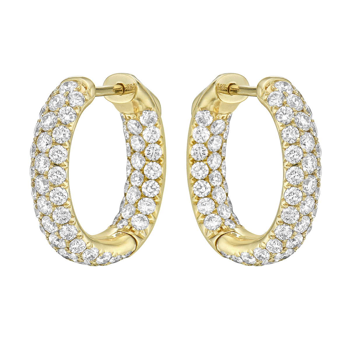 18KY Diamond Hoop Earrings