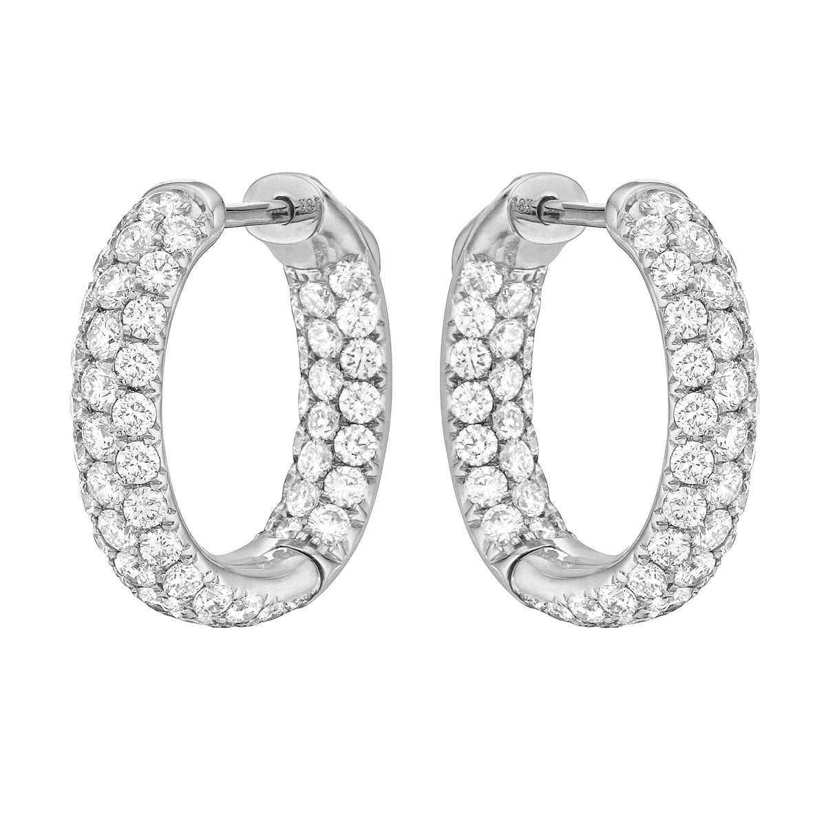 18KW Diamond Hoop Earrings