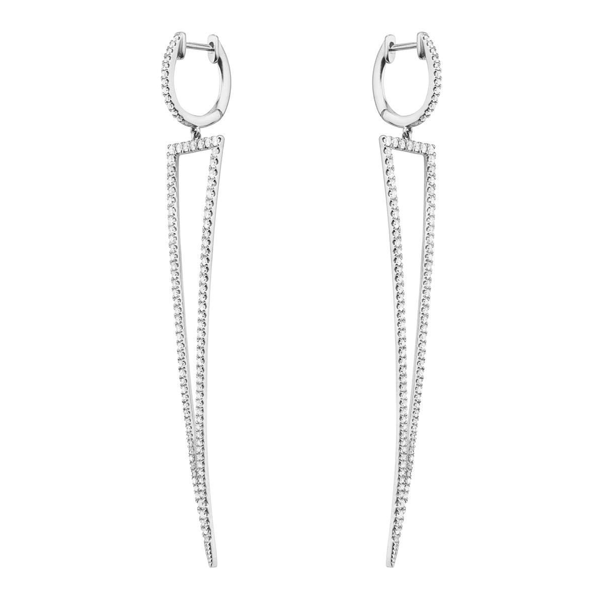18K White Gold Diamond Hanging Earrings, 1.02ct